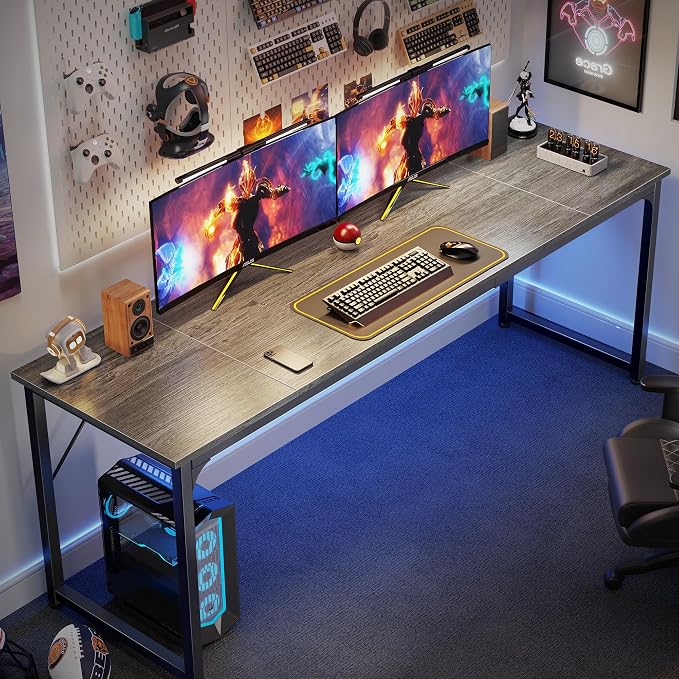 Huuger Computer Desk, 80 Inch Office Desk, Gaming Desk - Image 4