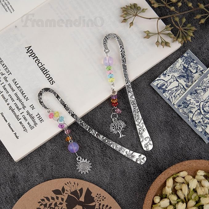 Framendino, 8 Set Metal Bookmarks Kit DIY Flower Hook - Image 4