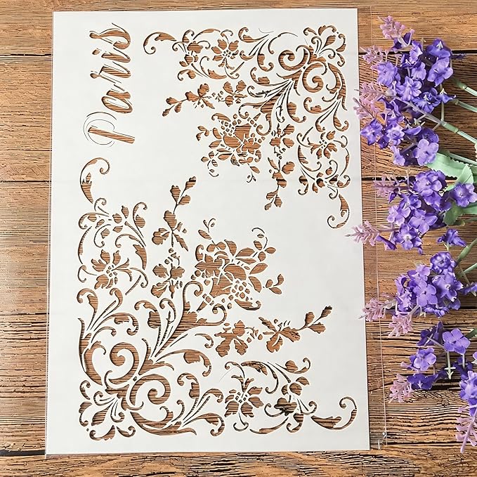 TIAMECH A4 Reusable Flower Edge Frame Stencil by TIAMECH