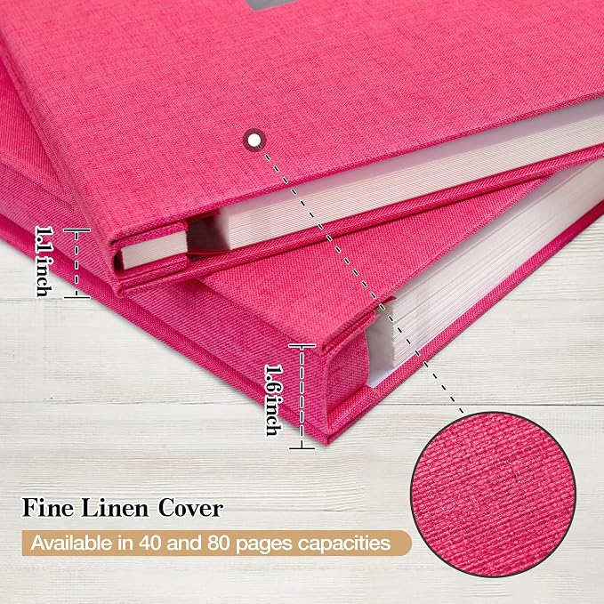 potricher Large Photo Album Self Adhesive 3x5 4x6 5x7 8x10 10x12 Pictures Linen - Image 5