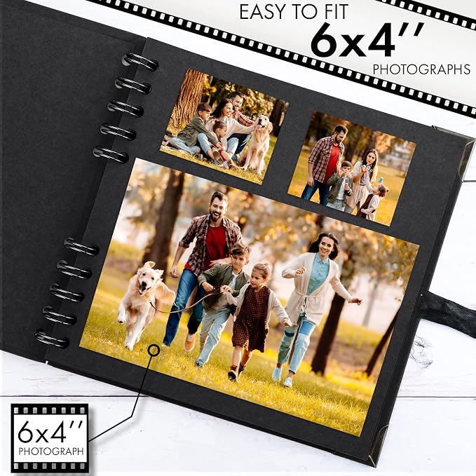 Bstorify Square Scrapbook Photo Albums 36 Pages Black Thick 250gsm Kraft Paper - Image 4