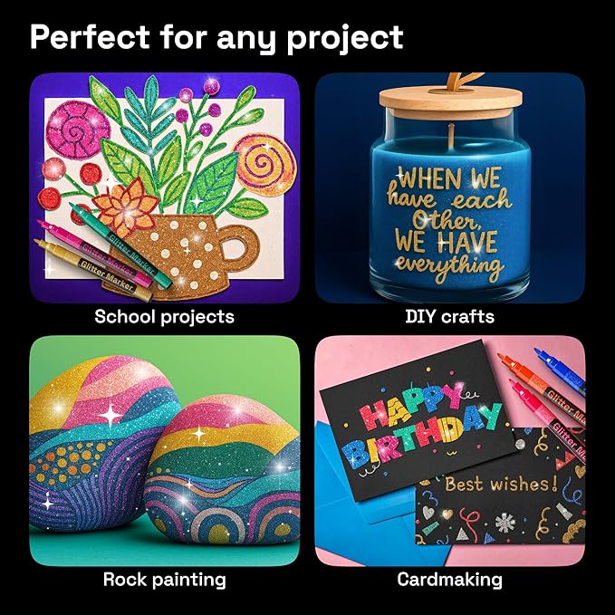 ARTISTRO 12 Glitter Paint Pens for Glass Marking, Rock Painting, Scrapbooking - Image 3