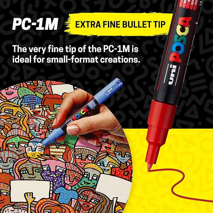 posca Acrylic Paint Markers, 1M Extra Fine Thin Tips, Artist Recommended Pens - Image 3