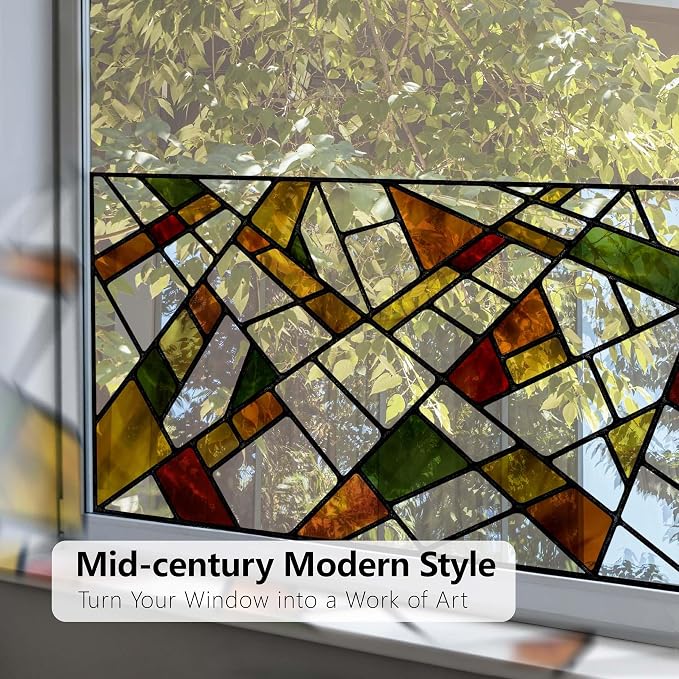Faux Stained Glass Effect Window Film, Original Double-Sided Hand-Drawn Static - Image 3