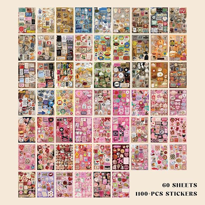 PRSTINCOL Vintage Sweetheart 2 in 1 Sticker Book Set, Includes Vintage and - Image 3