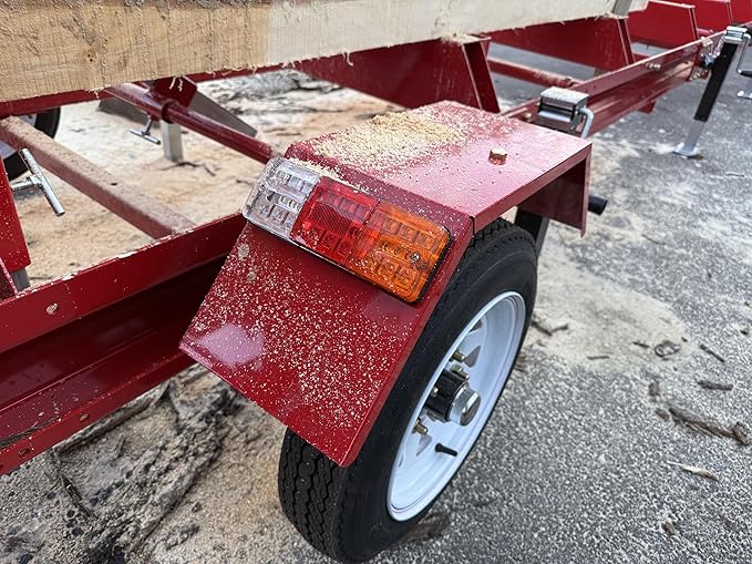 15HP Portable Sawmill - 420cc Gas Engine, 32” x 188.74” Cutting Capacity, 12-8 High Speed Tire, 8 jacks, Heavy-Duty Steel, 2 safety hooks, Quick-Adjust Sawhead - Ideal for Home, Farm & Business