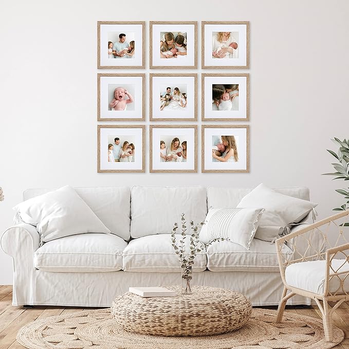 Sheffield Home 9 Piece Gallery Wall Frame Set, 12x12 in. Matted to 8x8 in. - Image 2