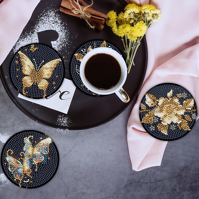 8pcs Flower Diamond Painting Coasters Kits - Image 4