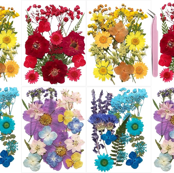4 Packs Dried Pressed Flowers for Resin, Natural Dried Flowers for Crafts by Unknown