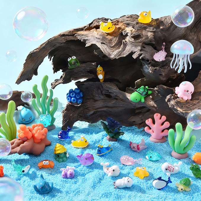 56pcs Mini Ocean Resin Animals, Miniature Plastic Figurines Tiny Sea Animals - Image 3