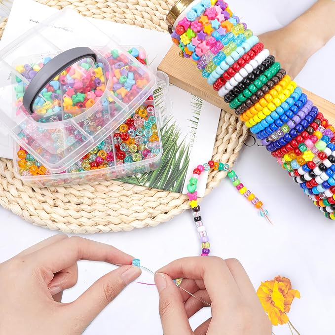 4800 Pcs Pony Beads for Friendship Bracelets 6x9mm 18 Solid 8 Color Shapes 10 - Image 5