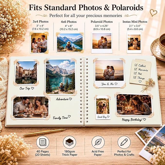 DIY Scrapbook Album 10x10 Inch 40 Pages, Hardcover Kraft Paper | Photo Book - Image 3
