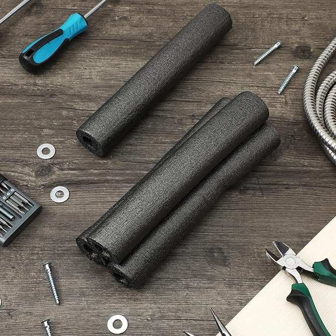 Amylove 36 Pcs 3.3 Feet Foam Pipe Insulation Foam Tube Insulating Water Pipe Pool Swim Noodles Heat Preservation Pipe Covers for Tubing Outdoor Freeze Protection (Black,3/4 Inch)
