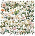 50Pcs White Flower Stickers Transparent Aesthetic Flowers Stickers by Unknown