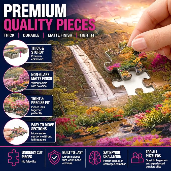 Hawaiian Waterfall Puzzles for Adults 1000 Pieces, Impossible Hard Difficult - Image 4