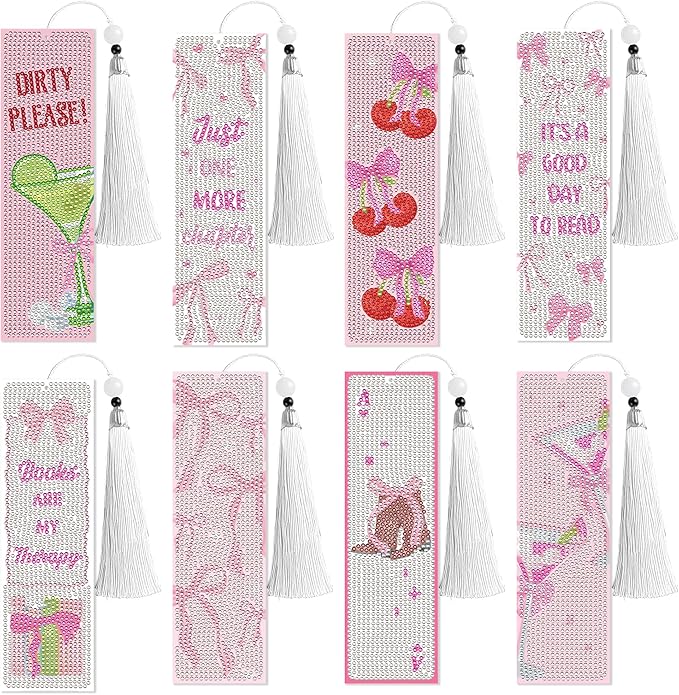 8 Pcs Bow Diamond Art Bookmarks Kit by CRASHOT