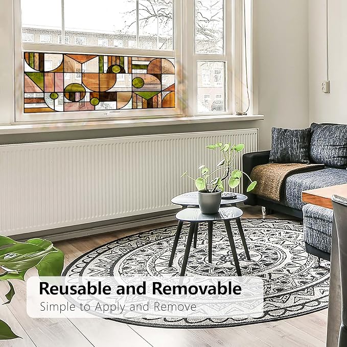 Faux Stained Glass Effect Window Film, Original Double-Sided Hand-Drawn Static - Image 4
