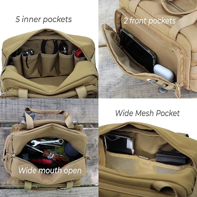 COREFLEX 12-Inch Heavy Duty Tool Bag, Tactical Gear Range EDC Bag for cars, Multi-Purpose Work Mechanics, Electrician, Carpenters, Builders, Plumbers 12'' X 7'' (Coreflex-Tac-01)