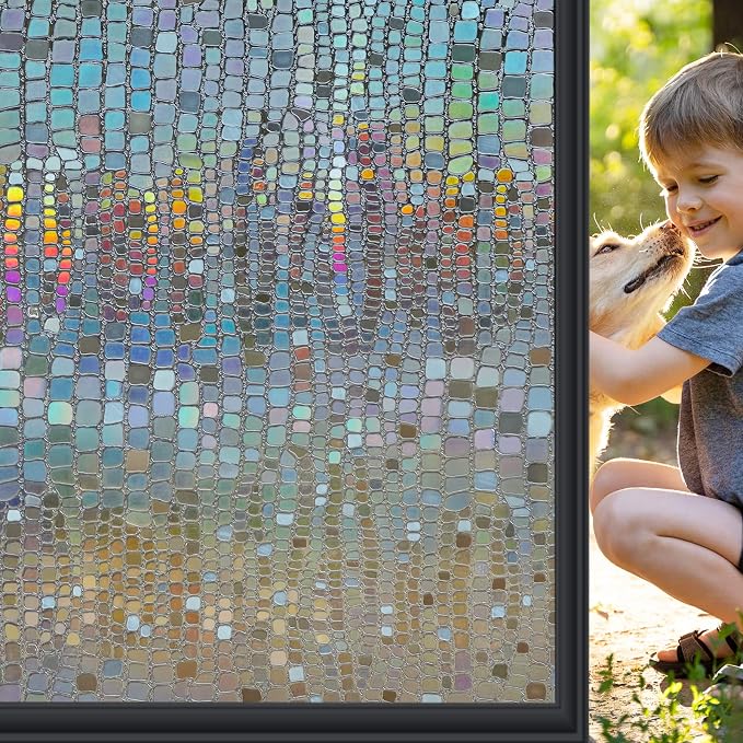 Windimiley Rainbow Window Privacy Film, 3D Stained Glass Christmas Decorative by WindimileyDecor