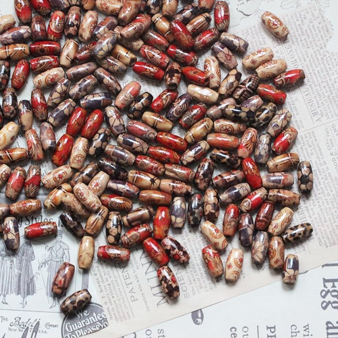 300pcs Mixed Painted Barrel Wood Spacer Beads, BetterJonny 15 * 7mm Oval - Image 2