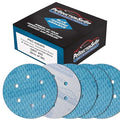 Premium 400 Grit 6" Rhombus Diamond Shape Blue Sanding Discs, 6-Hole, Box of 50 - Hook & Loop Anti-Clogging J-Cloth Dustless Sandpaper for Random Orbital Sanders, Sand Auto Paint, Wood