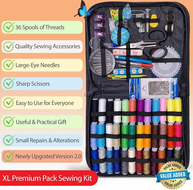Vellostar Large Sewing Kit for Adults & Beginners – Portable Needle and Thread - Image 8
