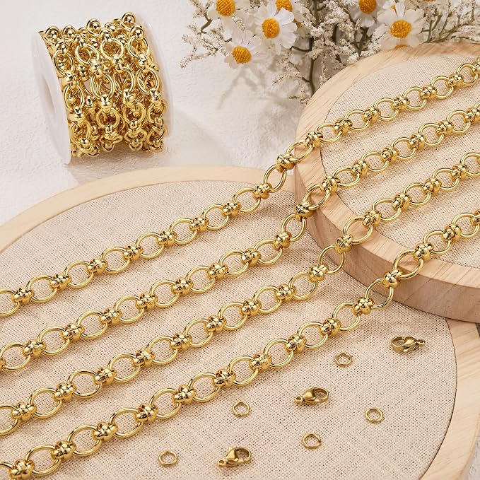 6.5FT Shiny Gold Plated Jewelry Roll of Chains - Image 8