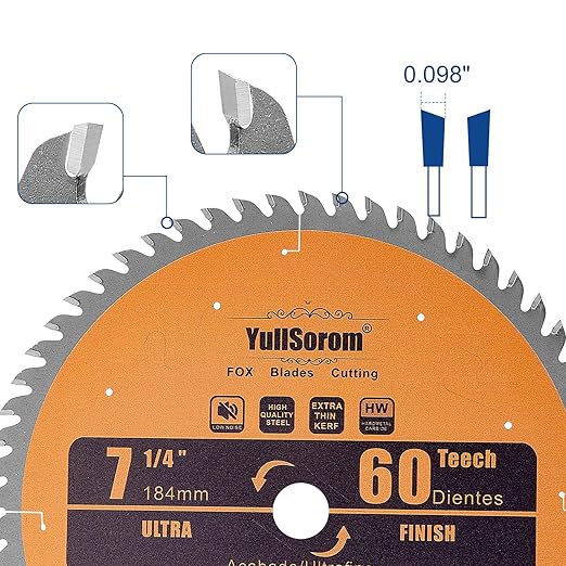 7-1/4" Ultra Finish Circular Saw Blade 60-Tooth with 5/8" Arbor for Wood