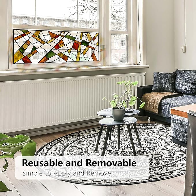 Faux Stained Glass Effect Window Film, Original Double-Sided Hand-Drawn Static - Image 4