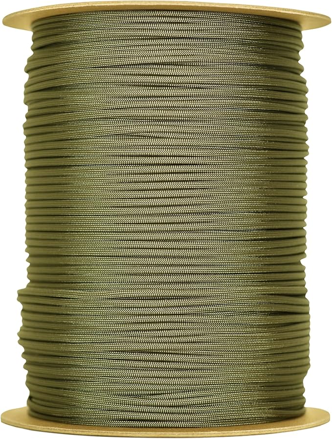 The Paracord Store | Type III 550 Paracord - 1000 FT Spool, Olive Drab | Heavy Duty 7 Strand Tactical Paracord - USA Made Nylon Outdoor Parachute Cord for Camping, Fishing & More - Survival Cord