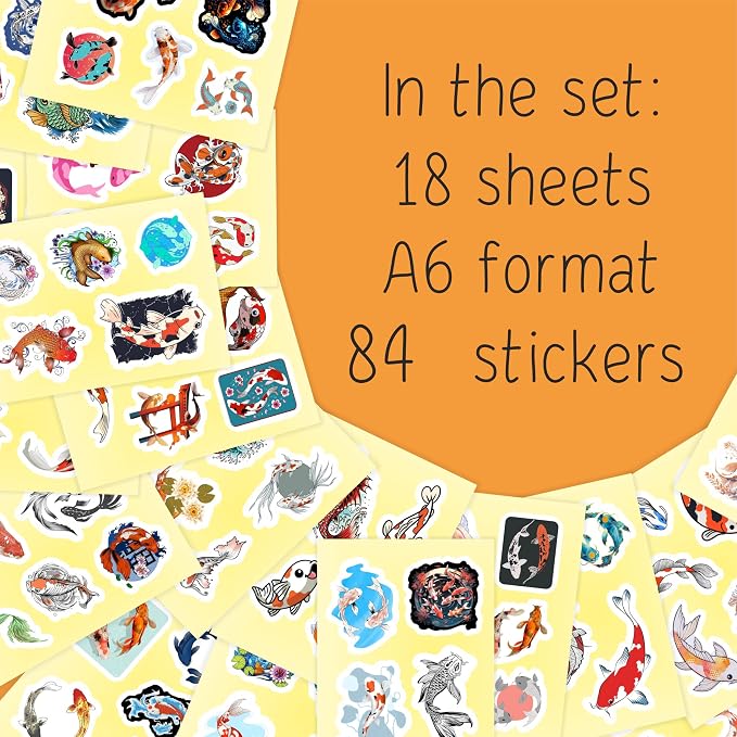 BulbaCraft Koi Fish Stickers for Water Bottle and Laptop - Image 2