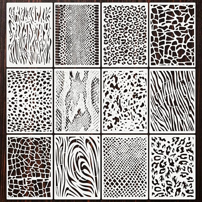 Geometric Texture Stencils for Crafts Reusable 16Pcs Stencils | DIY Art by Unknown