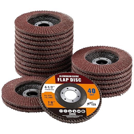 20 Pack Aluminum Oxide Flap Discs 4 1/2 for Angle Grinder 40 Grit 7/8” Arbor Flapper Wheel for Wood and Metal Sanding, T29
