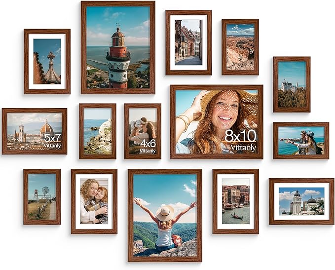 Vittanly 15 Pack Picture Frames Collage Wall Decor, Gallery Frame Set by Vittanly