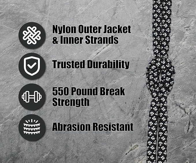 BORED? PARACORD! 550 lb Paracord - Ideal for Crafting, Camping, DIY Projects, Active & Military Outdoors - Strong Survival Rope - Tactical Parachute Cord Type III - Silver Diamonds 1000 Feet