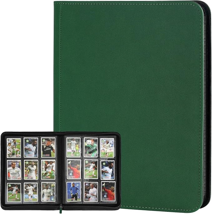 360 Cards Ringless 9-Pocket Side Loading Trading Card Binder, PU Zipper Fixed by GERMUN