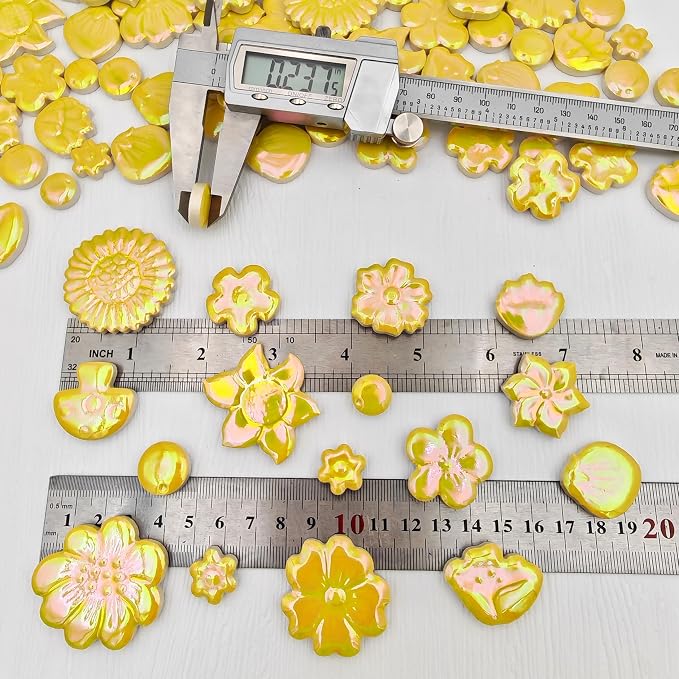 500g/1.1lb Ceramic Mosaic Tiles Mixed Shapes of Flowers, Mushrooms - Image 5