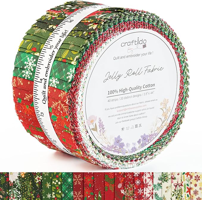 Craftido-20 Options-100% Cotton Jelly Roll Fabric Precut Strips by Craftido