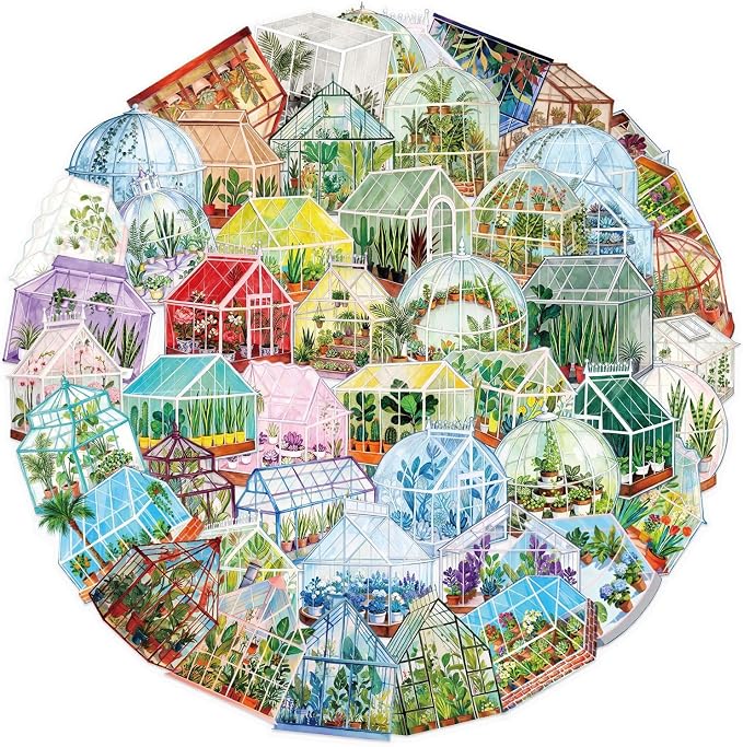 50PCS Transparent Greenhouse Plants Stickers Nature Botanical Floral Aesthetic - Image 2