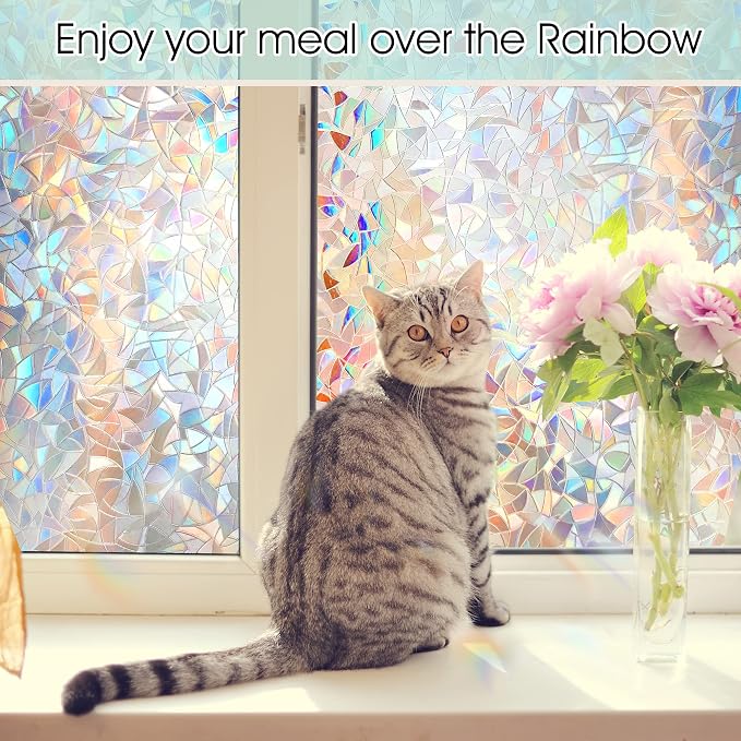 STATINT Stained Glass Privacy Film, UV Blocking Rainbow Static Cling - Image 5