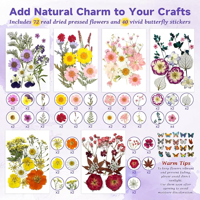 DIY Bookmark Making Kit – 187 PCS Dried Flower Bookmark Kit - Image 4