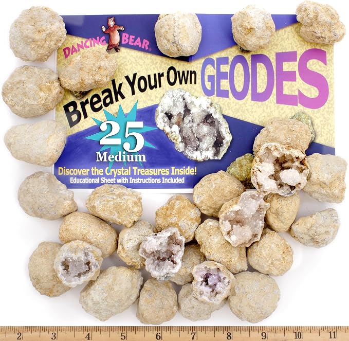 DANCING BEAR 25 Break Your Own Geodes, 90% Hollow, Crack Open & Discover by DancingBear