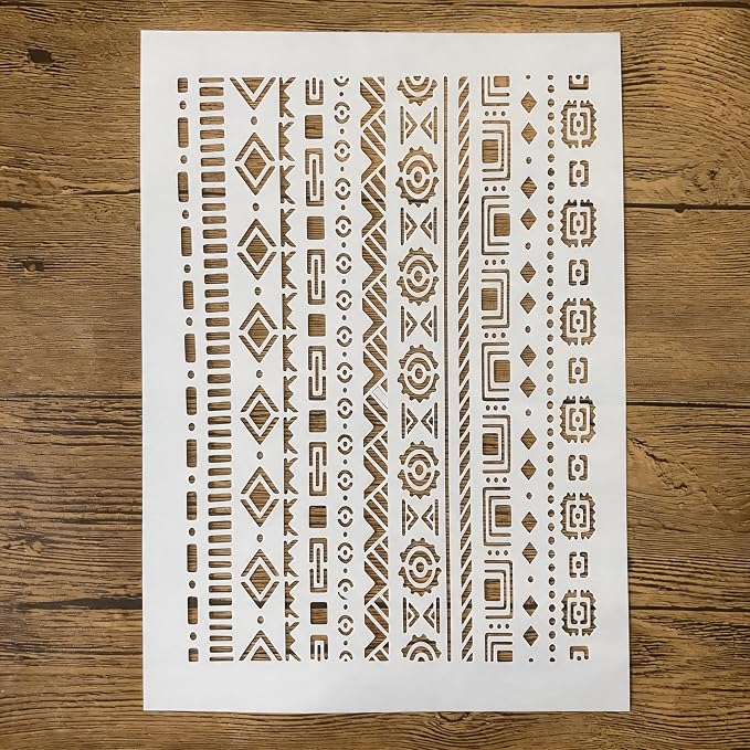 TIAMECH A4 Reusable Aztec Tribal Border Stencil by TIAMECH