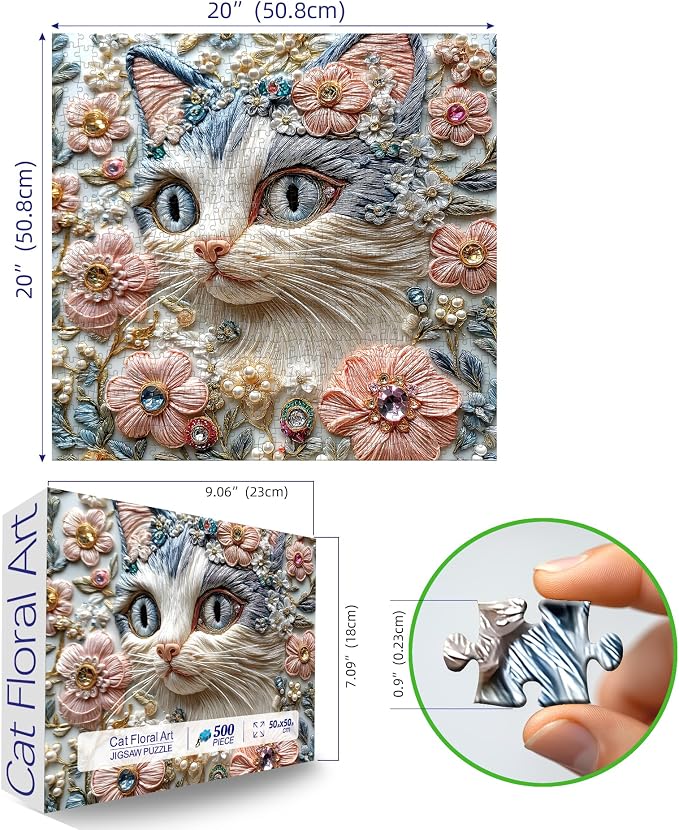 MINIWAN Cat Jigsaw Puzzles for Adults 500 Pieces, 20x20 Inch | Colorful Crystal - Image 2
