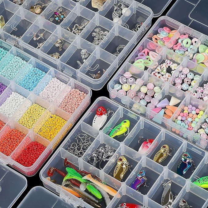 CGCG 3-Pack 18-Grid Clear Plastic Beads Organizer Box 7.9x5.8 | Multi - Image 4
