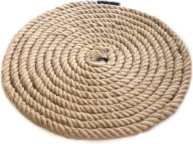 Natural Jute Rope, 1.5 Inch Diameter, 50 Ft Long, 4 Strand, DIY Arts & Crafts, Garden & Home Decor, Hammock & Tug of War Rope