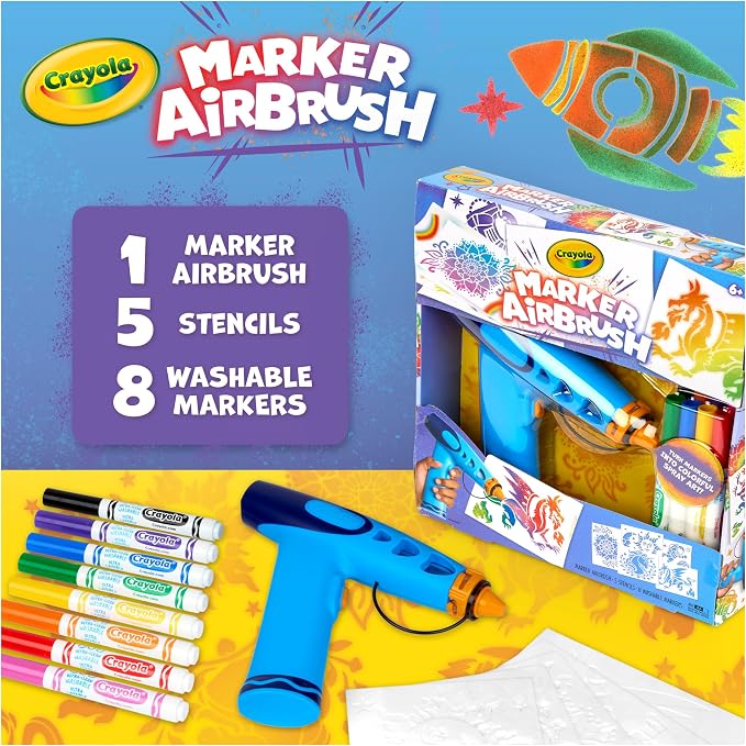 Crayola Marker Airbrush Spray Art Kit, Battery-Powered Sprayer - Image 11