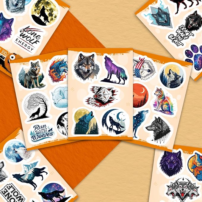 100Pcs Wolf Stickers for Water Bottle, Laptop - Image 7