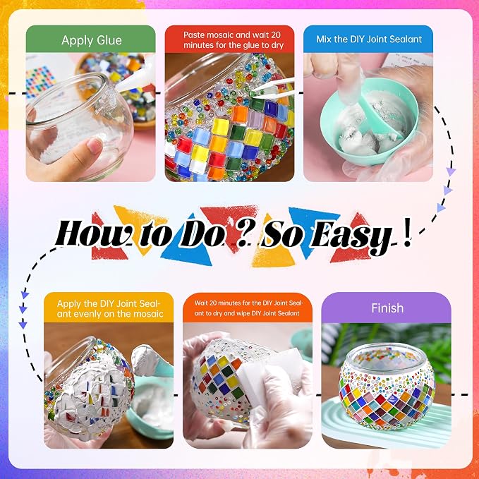 Joyclub DIY Mosaic Candle Holder Kit Mosaic Kits - Image 4