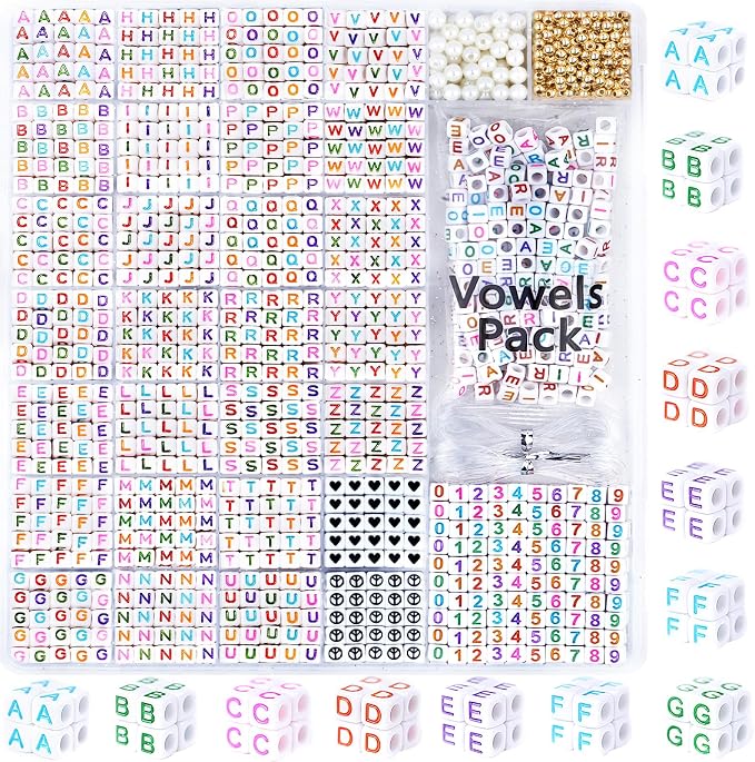 DoDoBeads 1270 Pcs Letter Beads Kit, Numbers & Spacers by DoDoBeads